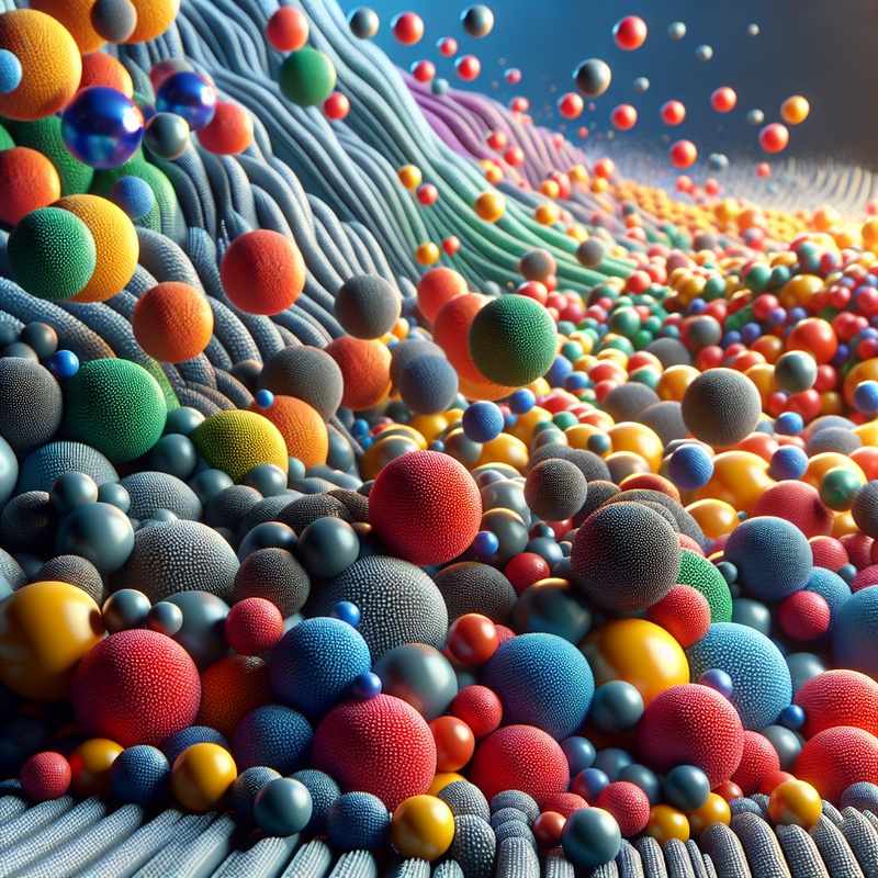 Colorful bouncing balls demonstrating physics principles on different surfaces.