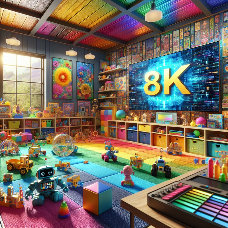 A playroom with tech toys and educational games in natural light.