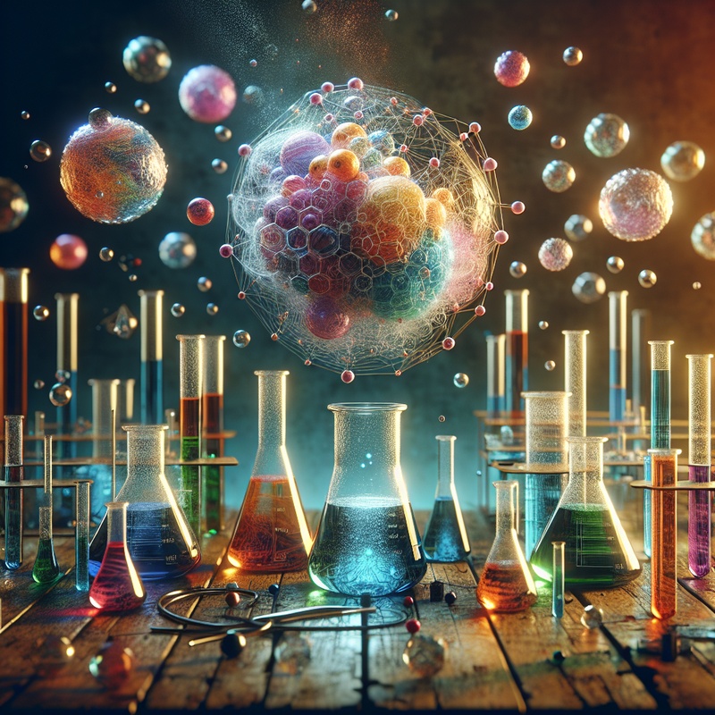 Colorful science experiment setup with test tubes and bubbling reactions.