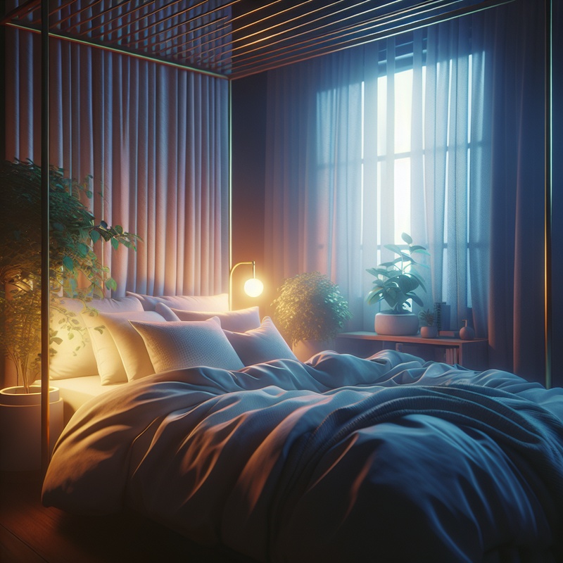 A peaceful children's bedroom with soft lighting and calming decor.