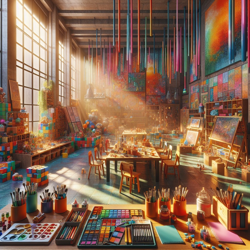 A colorful, inviting learning space with art supplies and games.