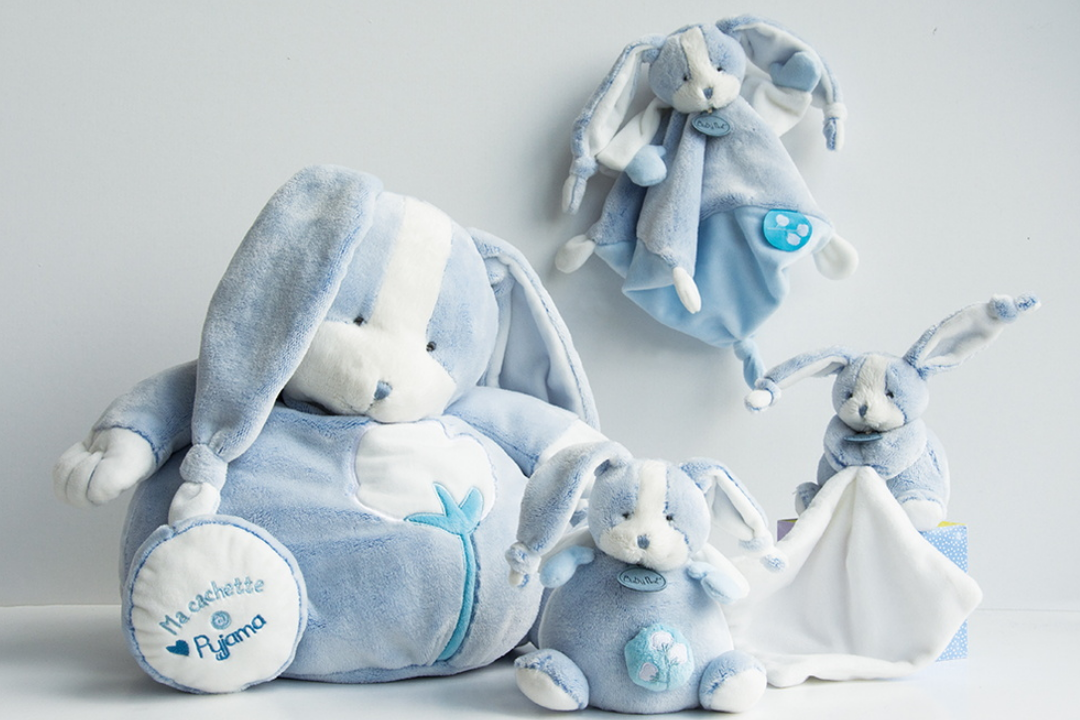 Babynat doudou toudoux lapin bleu