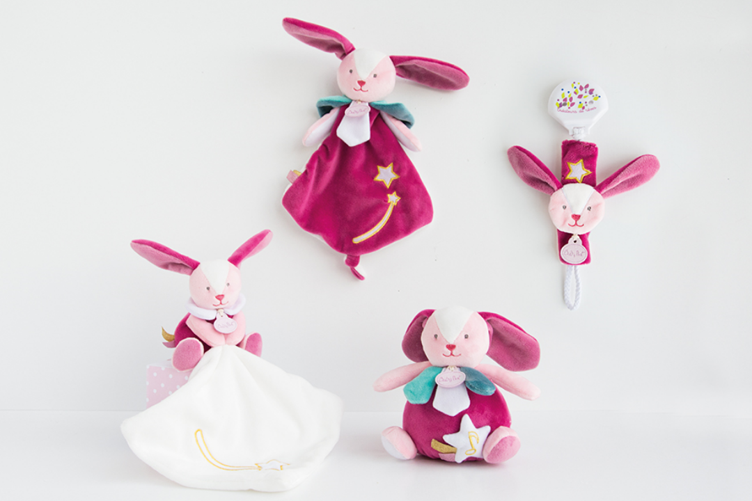 babynat doudou comète lapin rose