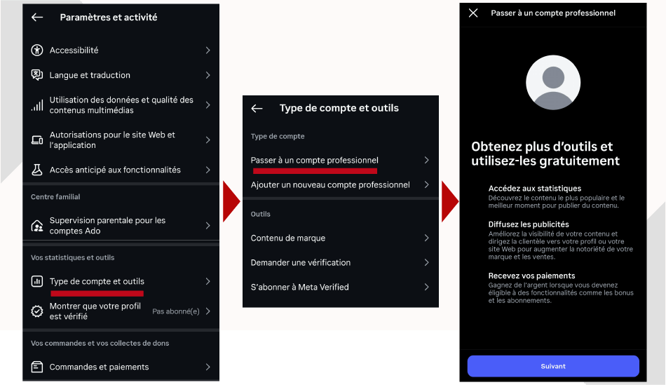 Activation compte est public Instagram