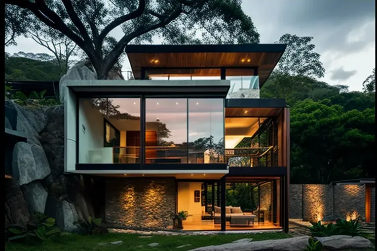 Relájate en esta Casa construida con materiales de alta calidad y vistas panorámicas