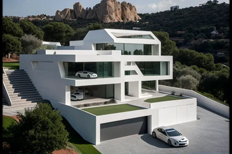 Garaje privado y piscina al aire libre en villa de lujo