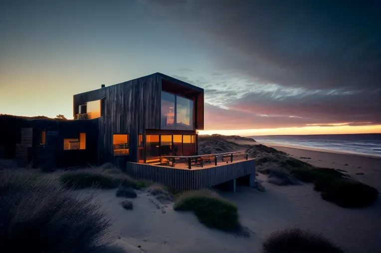 Vida sostenible en la playa: Casa ecológica con jardines con cascadas en Pucón, Chile