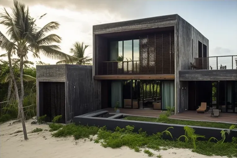 Materiales sostenibles y diseño único en esta casa cerca de la playa en Cancún