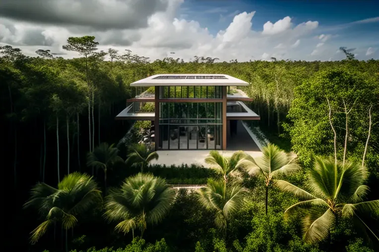 Vida en la selva: Casa ecológica con fachada de piedra natural y techos altos en Punta Cana, República Dominicana