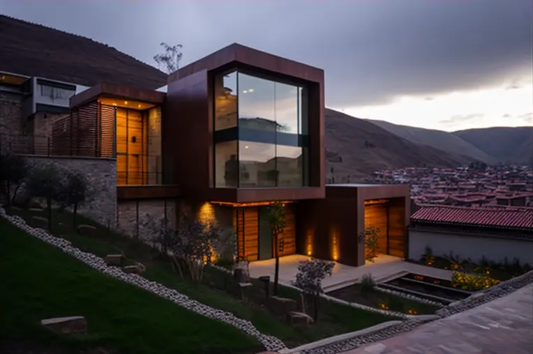 Eco-casa en parque de Bolivia con sistema de iluminación exterior