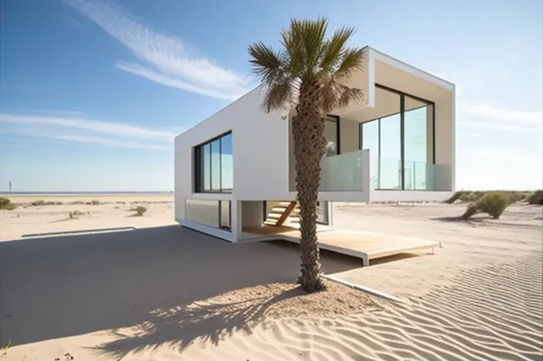 Sueño de lujo cerca de la playa: Casa de arquitectura de diseño con jacuzzi rodeado de vapor y construida en fibra de carbono, madera laminada y hormigón armado