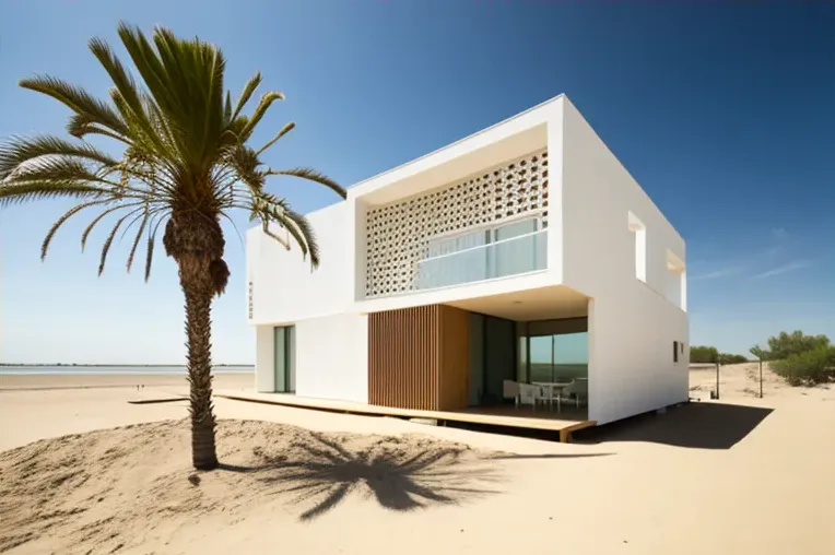 La perfección en la playa: Casa de arquitectura de diseño con jacuzzi rodeado de vapor y terrazas con vistas panorámicas en una zona cerca de la playa en Sevilla