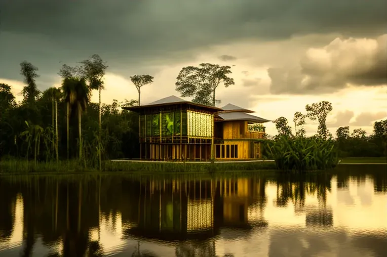 Espacios abiertos y conexión con la naturaleza en esta villa ecológica en Iquitos