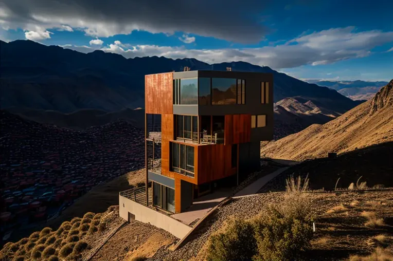 Montaña de lujo: Casa de madera laminada con terrazas y vistas panorámicas en La Paz, Bolivia