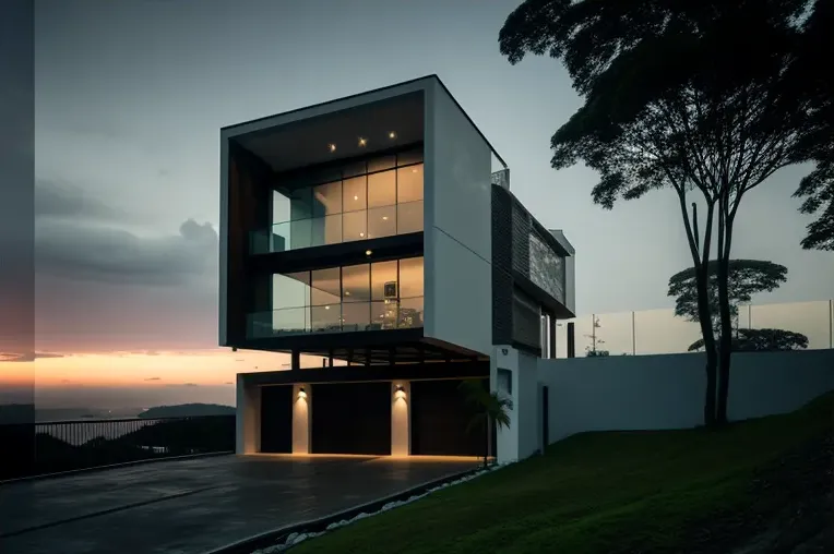 Escape moderno con vistas espectaculares: Casa minimalista en Panama City con Jacuzzi privado