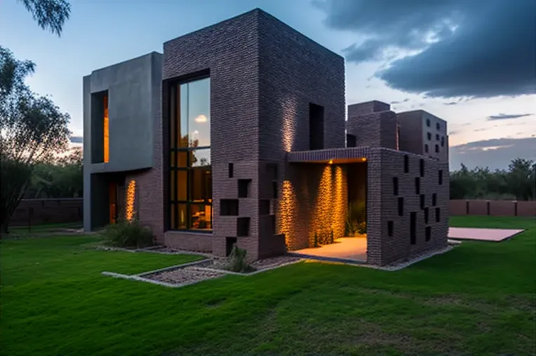 Fachada de piedra natural en casa de ladrillo en Puebla