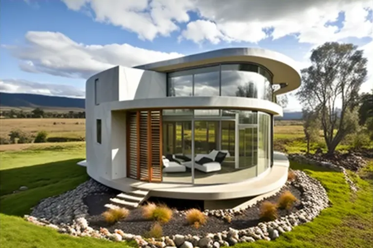 Espectacular fachada de piedra natural en una casa high-tech