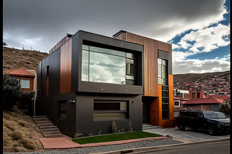 La Casa moderna con aluminio y madera laminada en La Paz