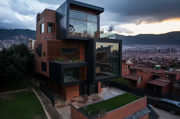 La Casa High-tech con vistas panorámicas y fachada de piedra natural: en Bogotá, Colombia