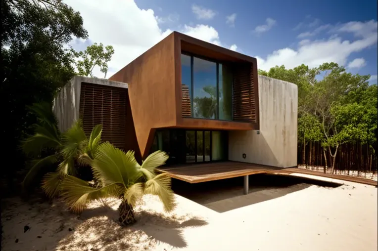 Minimalismo y belleza natural en esta impresionante casa de madera laminada, acero inoxidable y bambú en Playa del Carmen