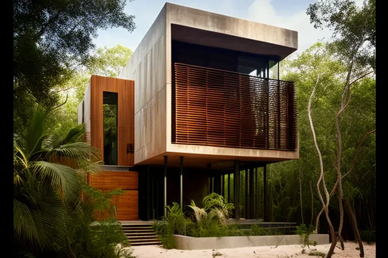 Sensación de tranquilidad y equilibrio en esta impresionante casa minimalista con vistas del atardecer en una densa jungla de Playa del Carmen