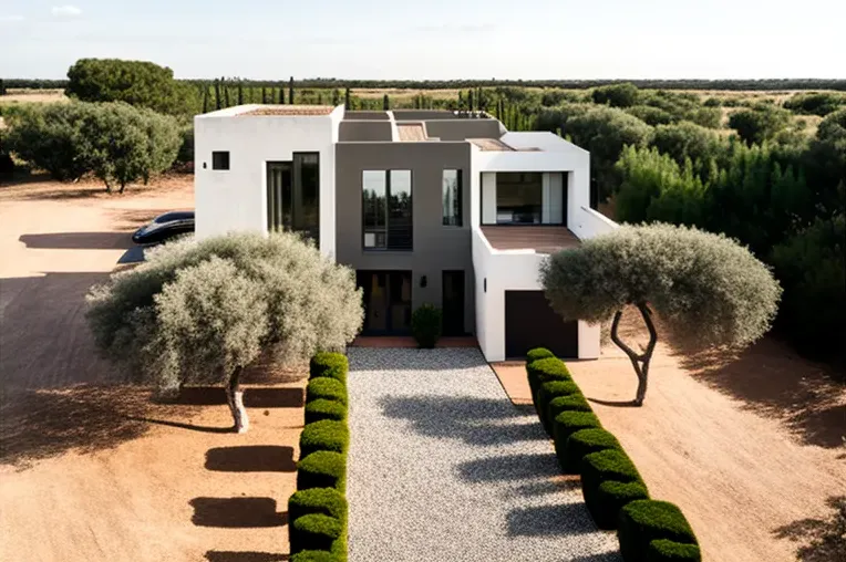 Relájese en la naturaleza en esta Villa construida con materiales resistentes y jardines con cascadas