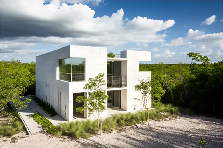 Vanguardia en las montañas: Casa moderna con fachada elíptica y vistas espectaculares a las montañas nevadas en Cancun