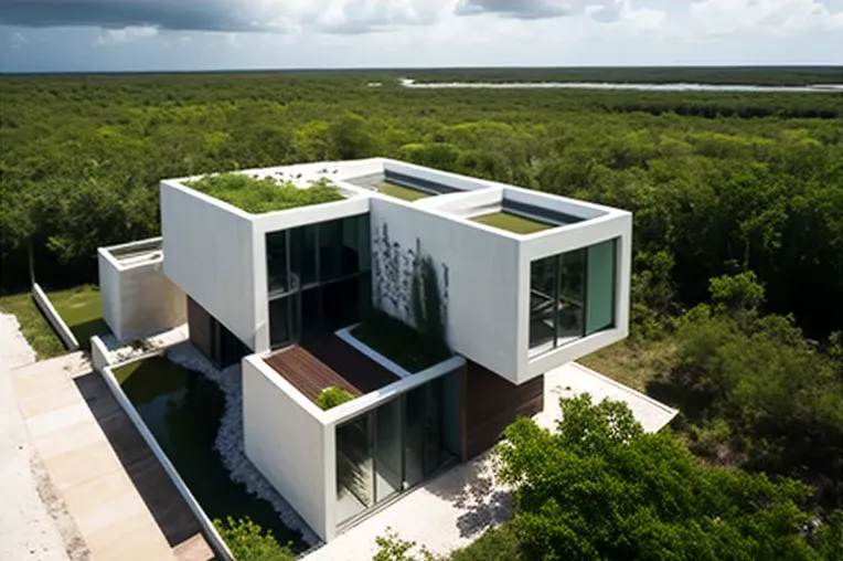 Lujosa vista: Casa moderna con vistas impresionantes a las montañas nevadas en Cancun, México