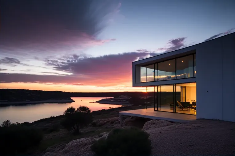 Espectacular casa de hormigón armado con privacidad y vistas impresionantes en Menorca