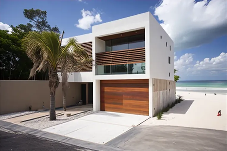 Vivir en un oasis moderno en Playa del Carmen: Casa de arquitectura moderna con pizarra y aluminio
