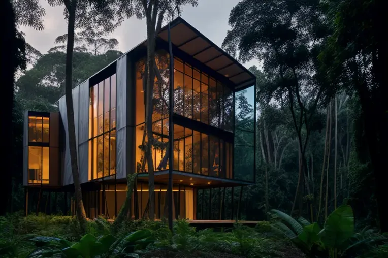 Belleza y privacidad: Casa de acero inoxidable, aluminio, hormigón visto y piedra natural en Barranquilla