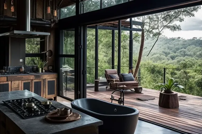 Escape a la naturaleza: Casa de estilo industrial con vistas impresionantes