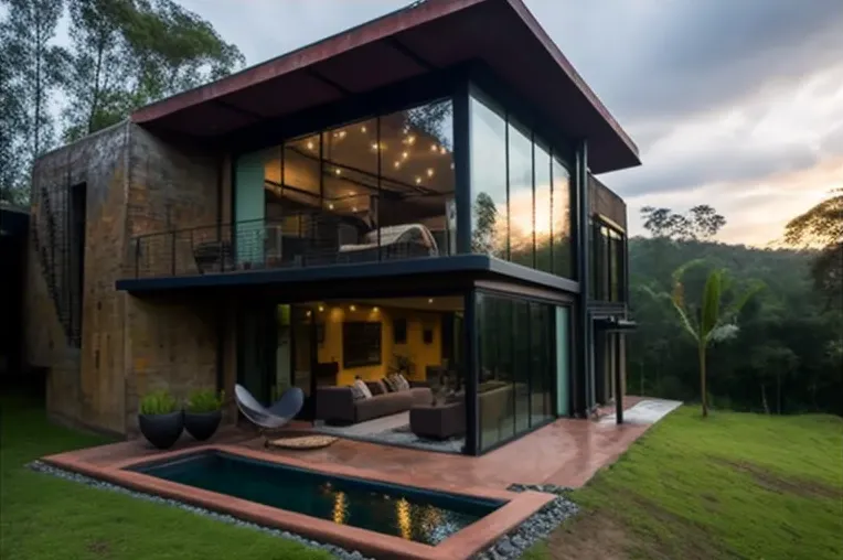 Casa de estilo industrial con vistas panorámicas y jacuzzi privado en Cali