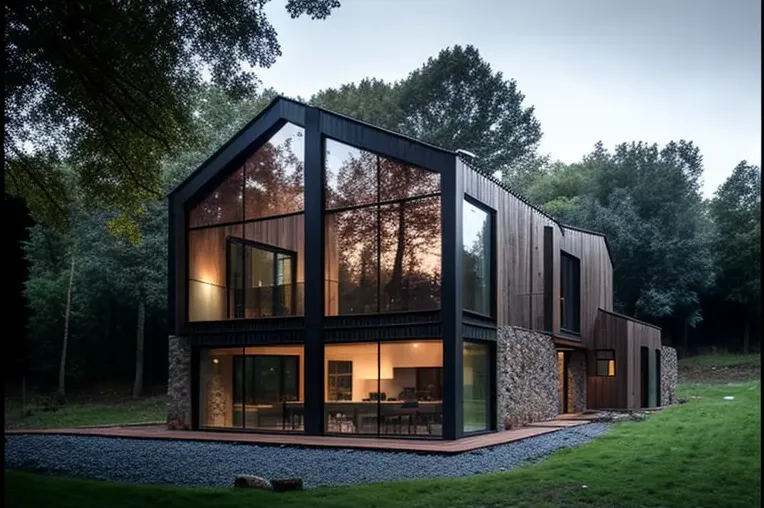 Industrial en el bosque: Casa de lujo rodeada de niebla en Cantabria, España