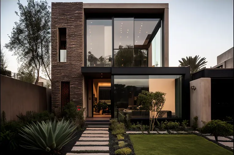 Diseño contemporáneo y lujosos jardines privados con cascadas en una villa privada y residencial en Arequipa, Perú