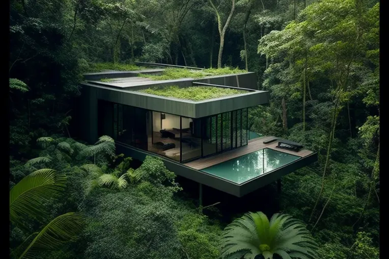 Vistas impresionantes y lujosas comodidades en esta casa ecológica en la jungla