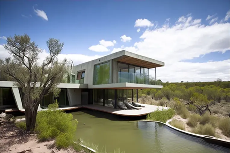 Casa de lujo con piscina y entrada privada con cascada en Buenos Aires con vistas a las montañas nevadas