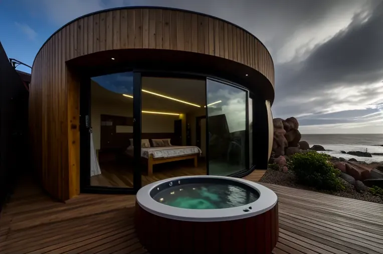 Retiro privado en las Islas Galápagos: Casa de arquitectura moderna con jacuzzi rodeado de vapor