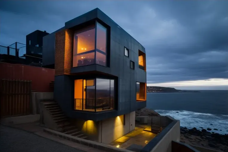 Escape de lujo cerca de la playa: Casa de estilo high-tech con vistas impresionantes y jardines con cascadas en Valparaiso