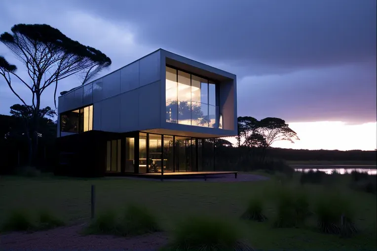 Arquitectura moderna y sostenible: Villa ecológica con vistas impresionantes en Montevideo