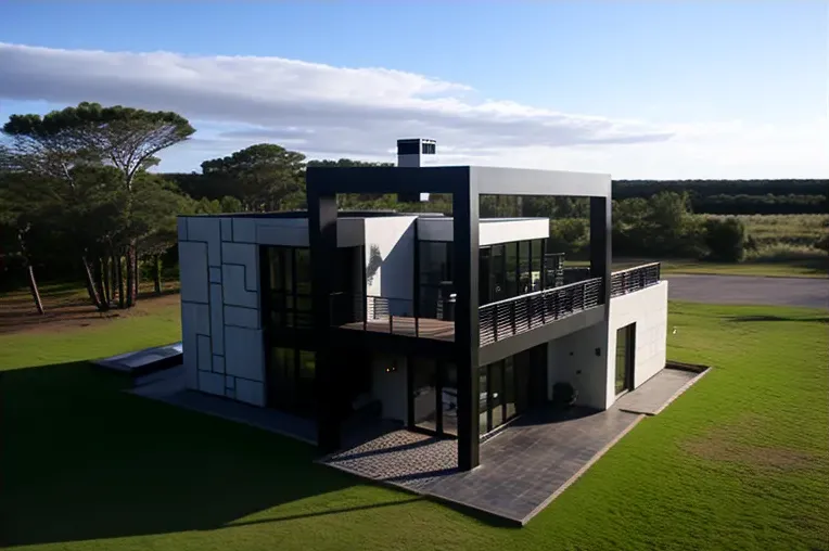 Vida de lujo sostenible: Villa ecológica con vistas impresionantes y sistema de iluminación exterior en Montevideo