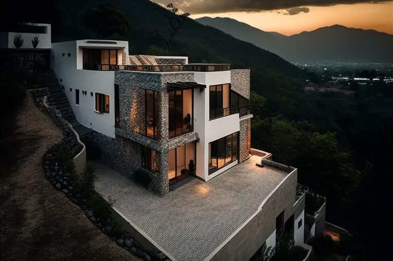 Vistas panorámicas en Puerto Vallarta en una casa de estilo industrial