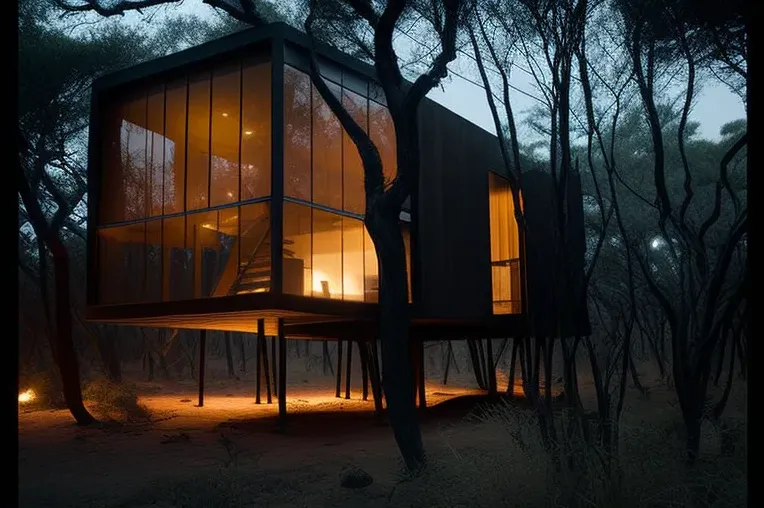 Casa minimalista rodeada de naturaleza y niebla en Iquique