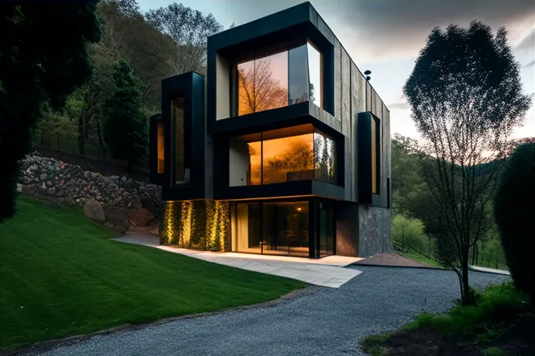 Casa de estilo contemporáneo con vistas panorámicas y privacidad en Bilbao