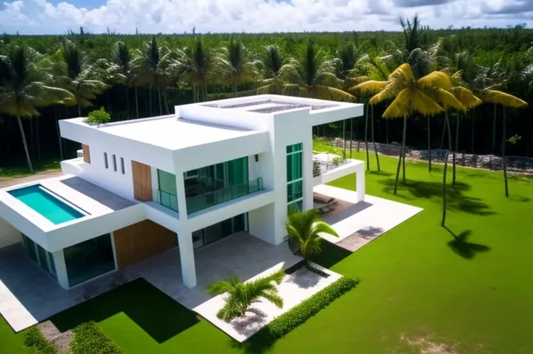 Lujo moderno en Punta Cana: Casa de arquitectura de diseño con jardines privados y construida en marmol blanco y aluminio