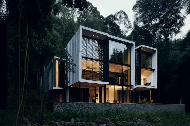 Escape de la ciudad: Casa de estilo contemporáneo con iluminación natural y privacidad en la jungla