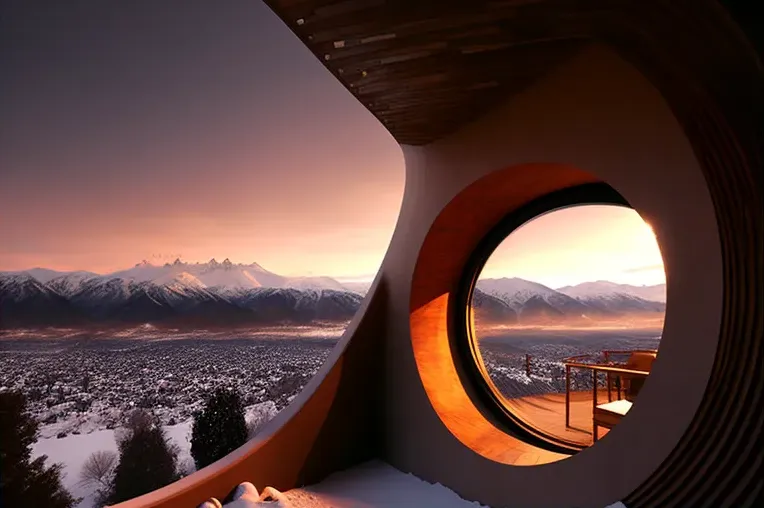 Casa de lujo con vistas a las montañas nevadas en Santiago