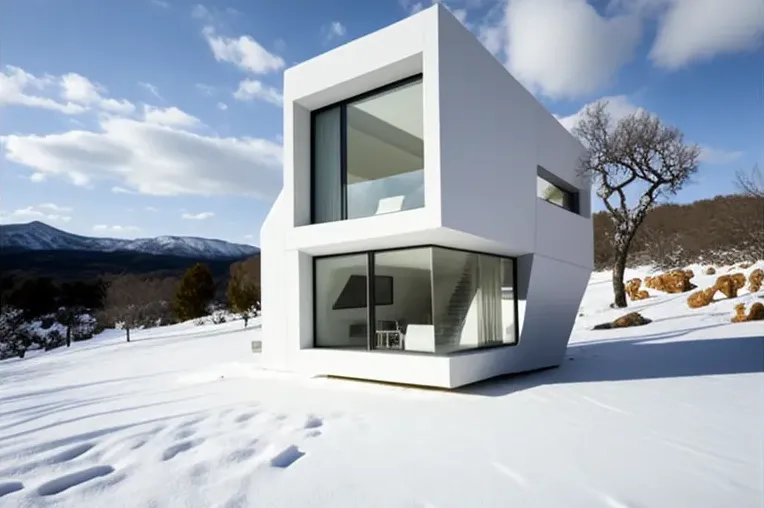 Simplicidad y belleza en esta casa minimalista con vistas de las montañas nevadas en Girona