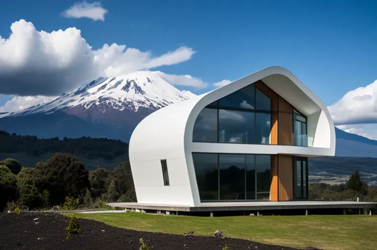 Escape de lujo en las montañas: Villa de aluminio, acero inoxidable y mármol blanco con vistas impresionantes en Chile