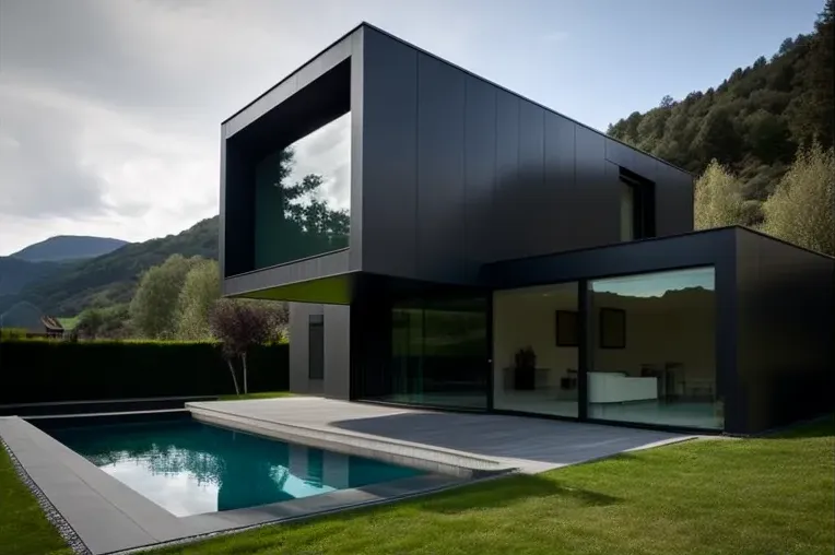 Villa minimalista de lujo con piscina privada en Bilbao